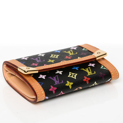 Louis Vuitton Monogram Multicolor Porte-Monnaie Plat Coin Purse Black 4 of 6