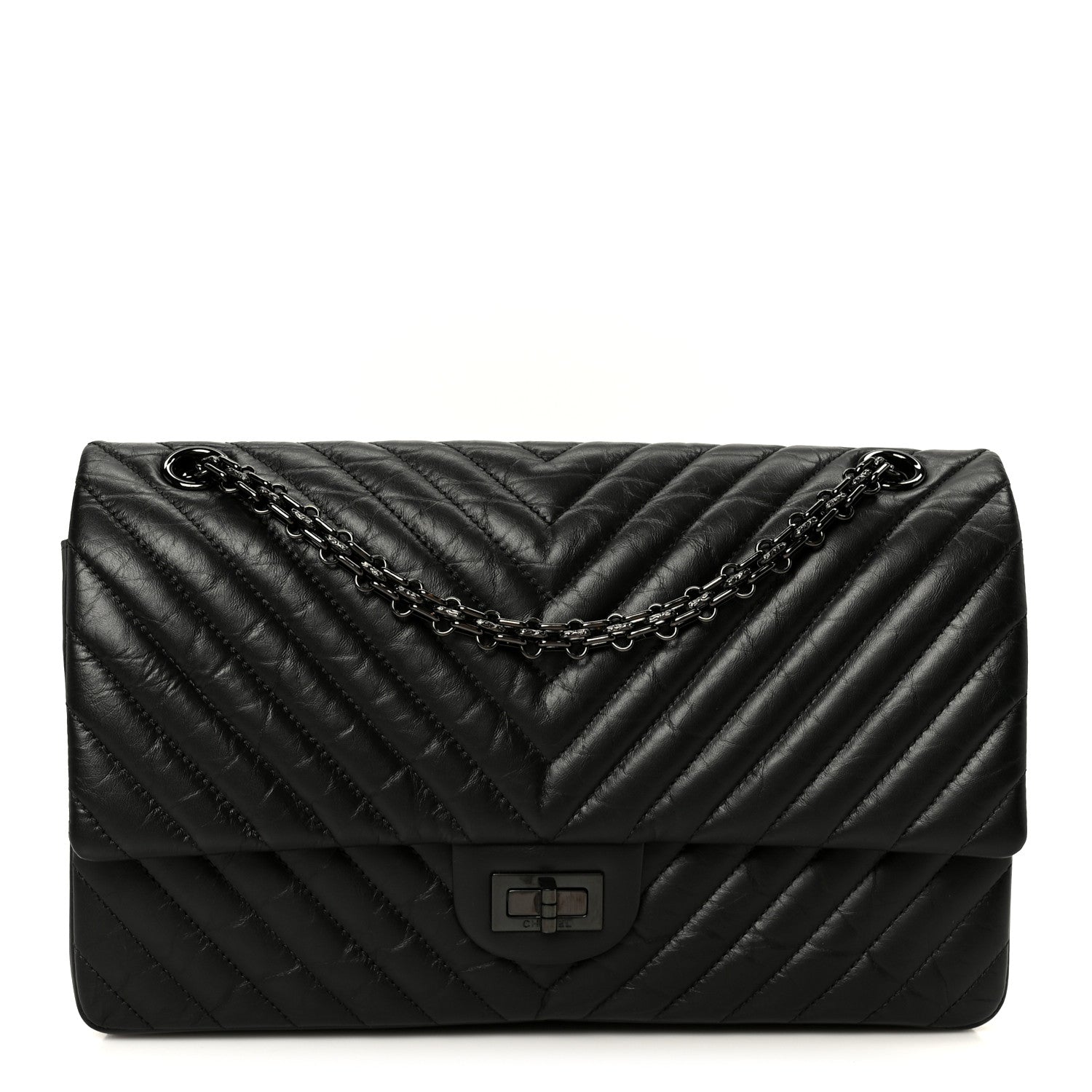Chanel Aged Calfskin Chevron Quilted 2.55 Reissue 226 So Black 1 of 10