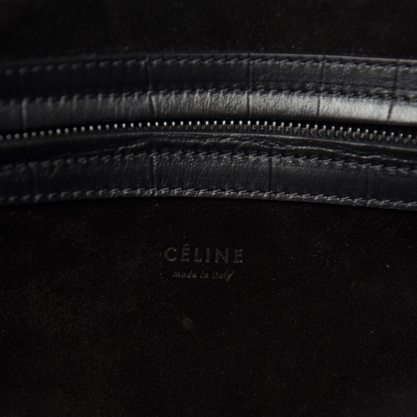 Crocodile Embossed Calfskin Large Phantom Luggage Black