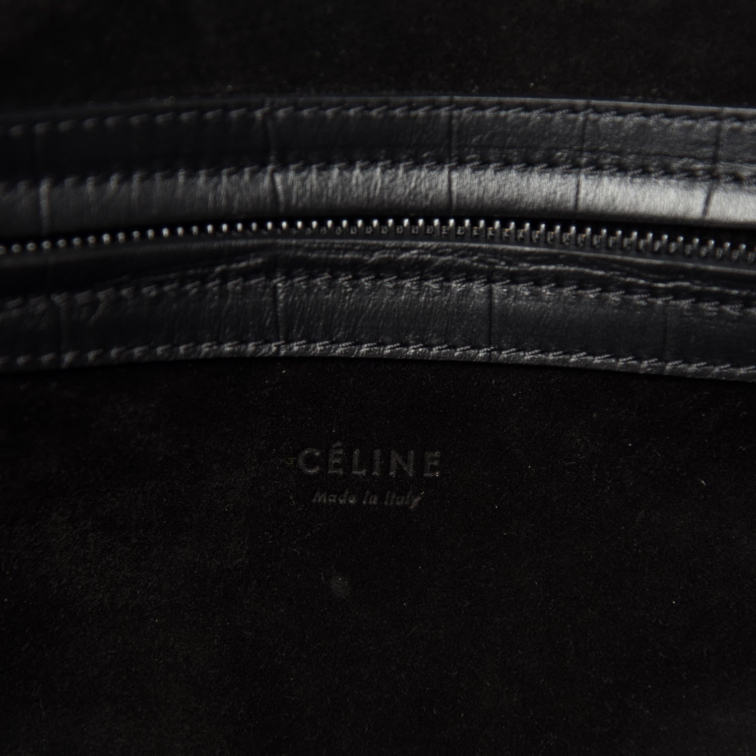 Celine Crocodile Embossed Calfskin Large Phantom Luggage Black 8 of 9