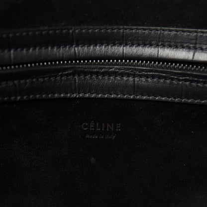 Celine Crocodile Embossed Calfskin Large Phantom Luggage Black 8 of 9