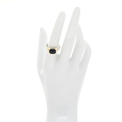 David Yurman Sterling Silver 14K Yellow Gold Black Onyx 10mm Noblesse Ring 57 8 2 of 5