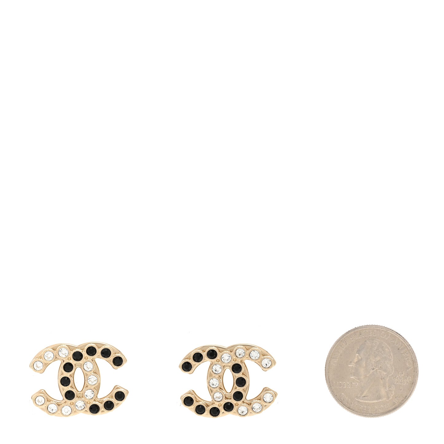 Crystal CC Earrings Black Gold