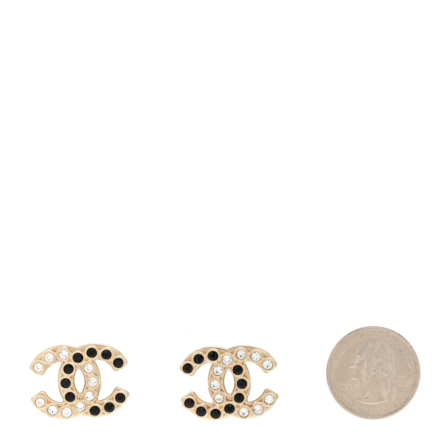 Chanel Crystal CC Earrings Black Gold 2 of 5