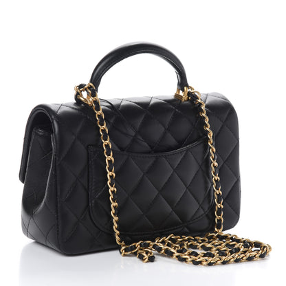 Chanel Lambskin Quilted Mini Top Handle Rectangular Flap Black 3 of 11