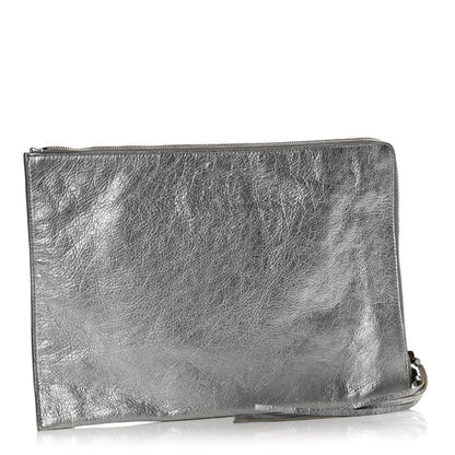 Balenciaga Agneau Classic Hardware Small Pouch Gris Aluminum 3 of 10