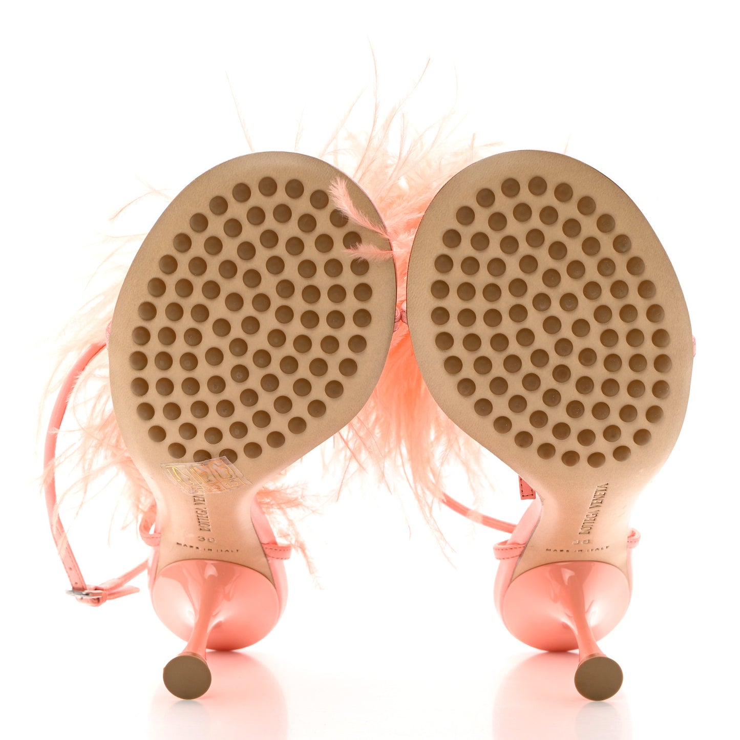 Lambskin Feather Dot Sandals 36 Flamingo