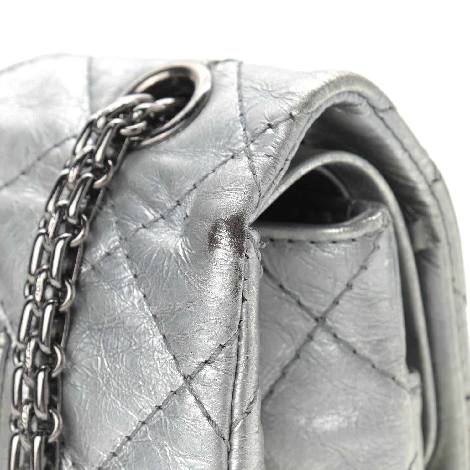Chanel Metallic Aged Calfskin Quilted 2.55 Reissue 226 Flap Silver 10 of 15
