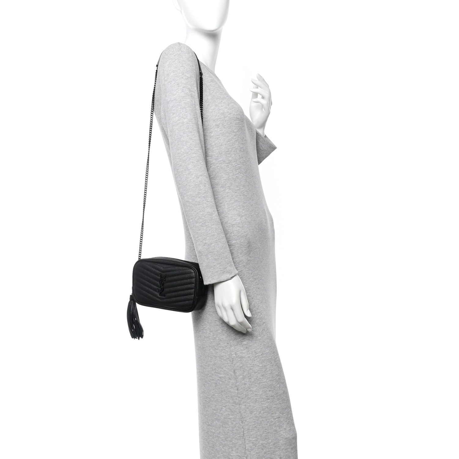 Saint Laurent Grain De Poudre Matelasse Monochrome Monogram Mini Lou Camera Bag Black 2 of 11