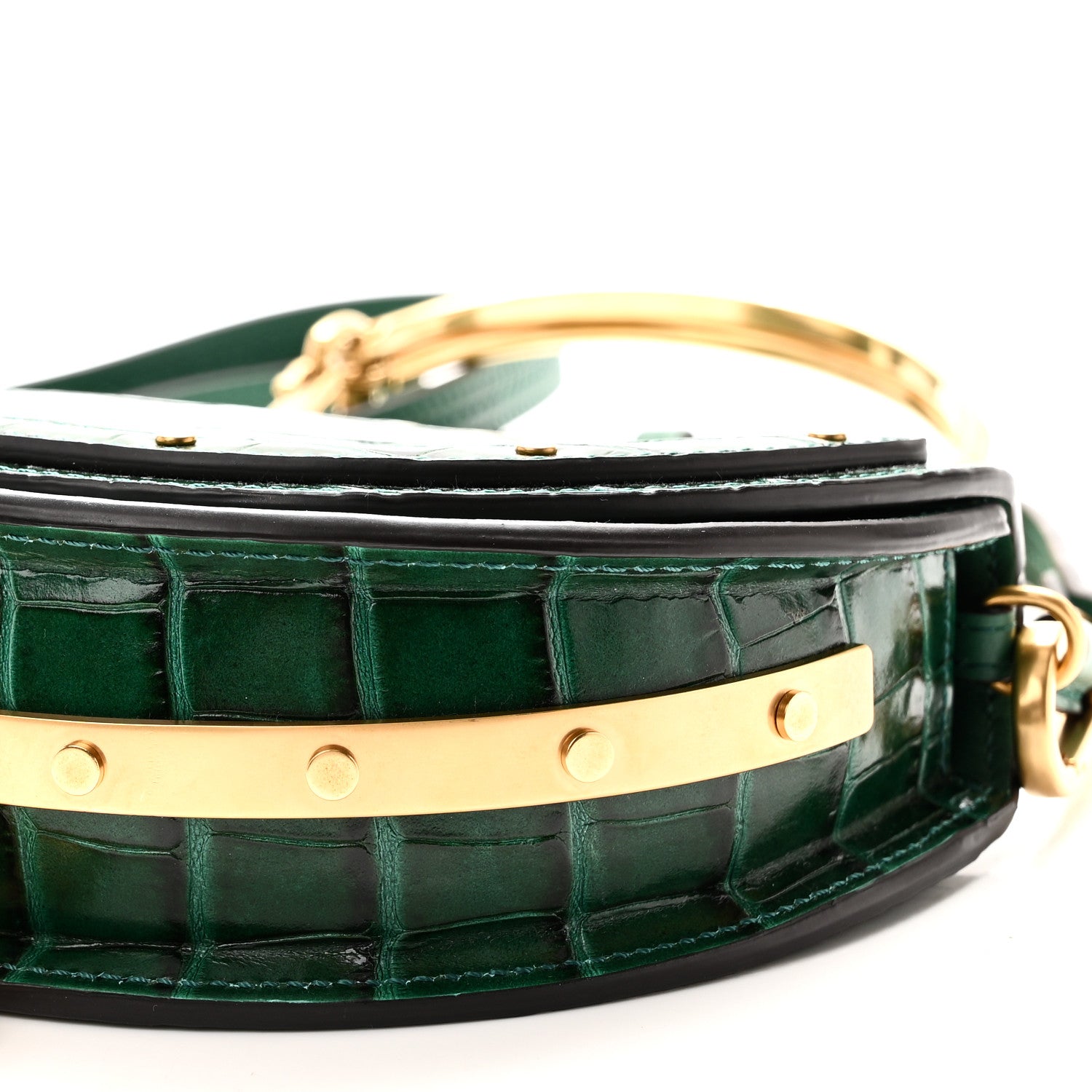 Chloe Calfskin Crocodile Embossed Small Nile Bracelet Minaudiere Bag Woodsy Green 9 of 9