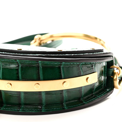 Chloe Calfskin Crocodile Embossed Small Nile Bracelet Minaudiere Bag Woodsy Green 9 of 9