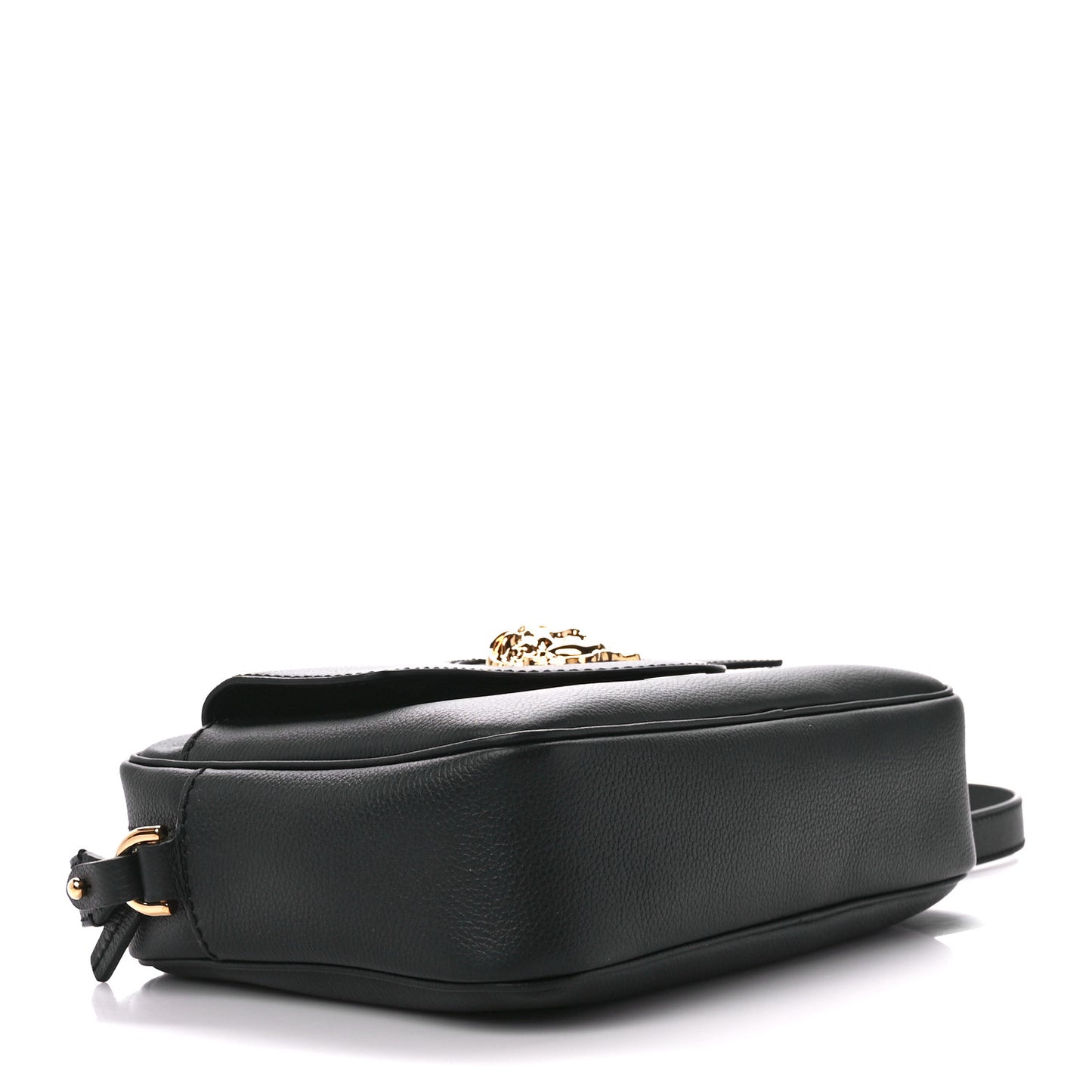 Grained Calfskin Medusa Camera Bag Black