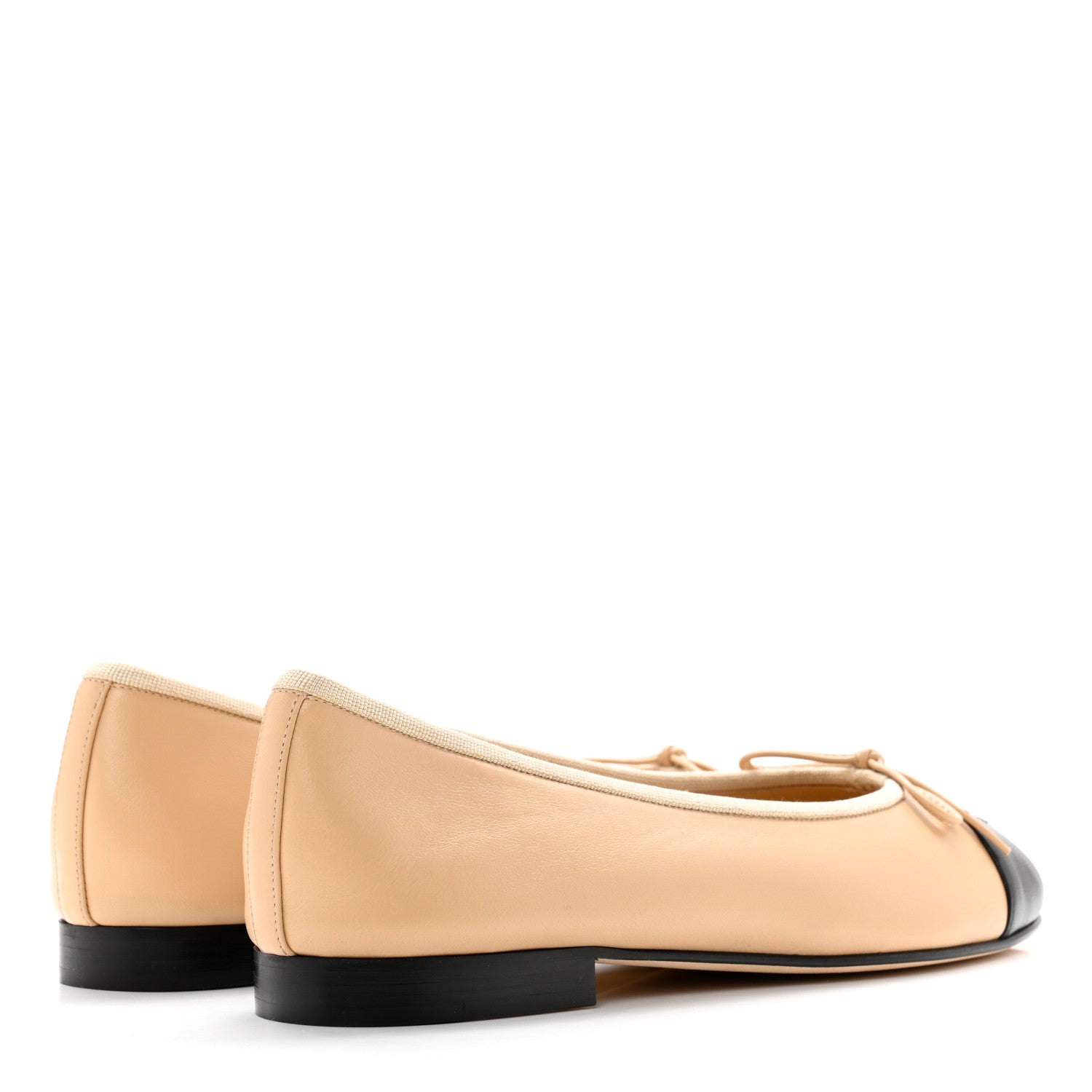 Chanel Lambskin Cap Toe CC Ballerina Flats 39 Beige Black 4 of 9