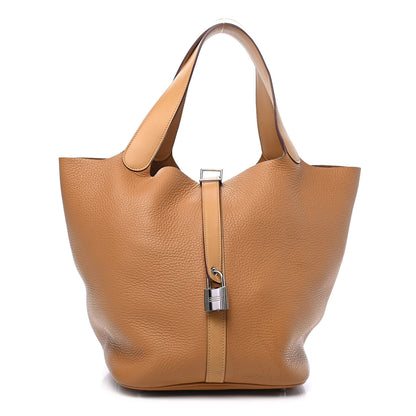 Hermes Taurillon Clemence Swift Picotin Lock 26 GM Caramel 1 of 9