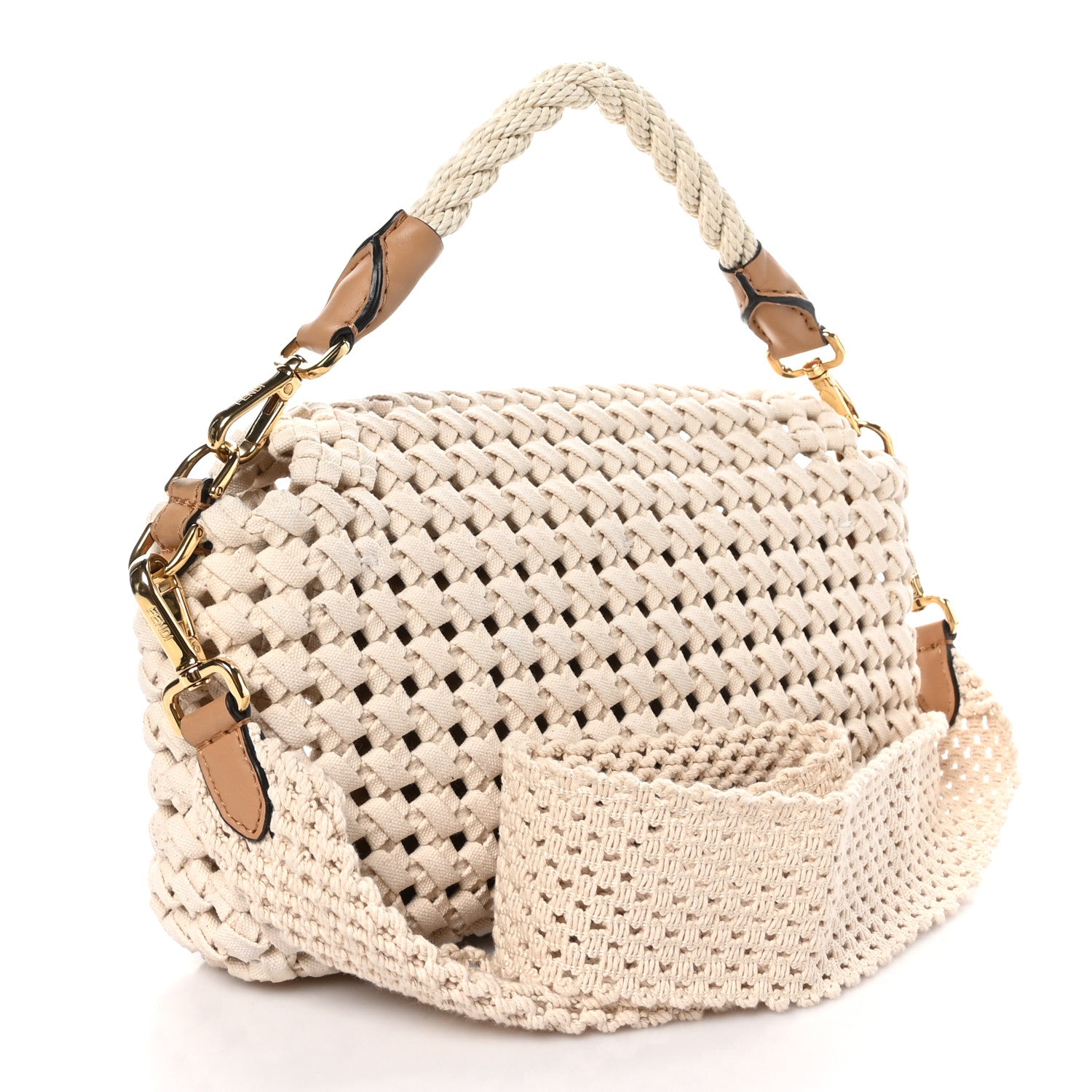Fendi Canvas Woven Baguette Beige 3 of 9