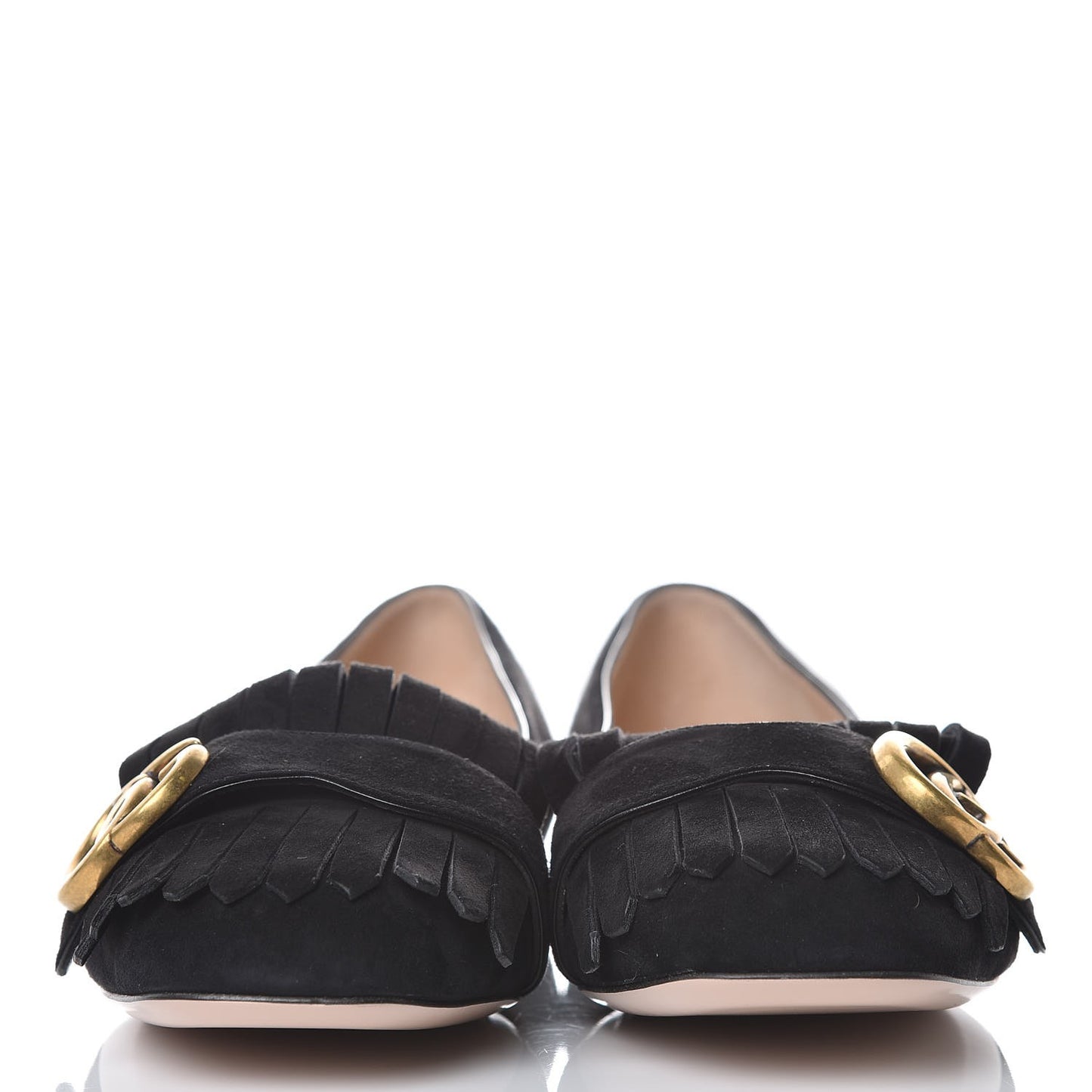 Kid Scamosciato GG Marmont Fringe Flats 38 Black