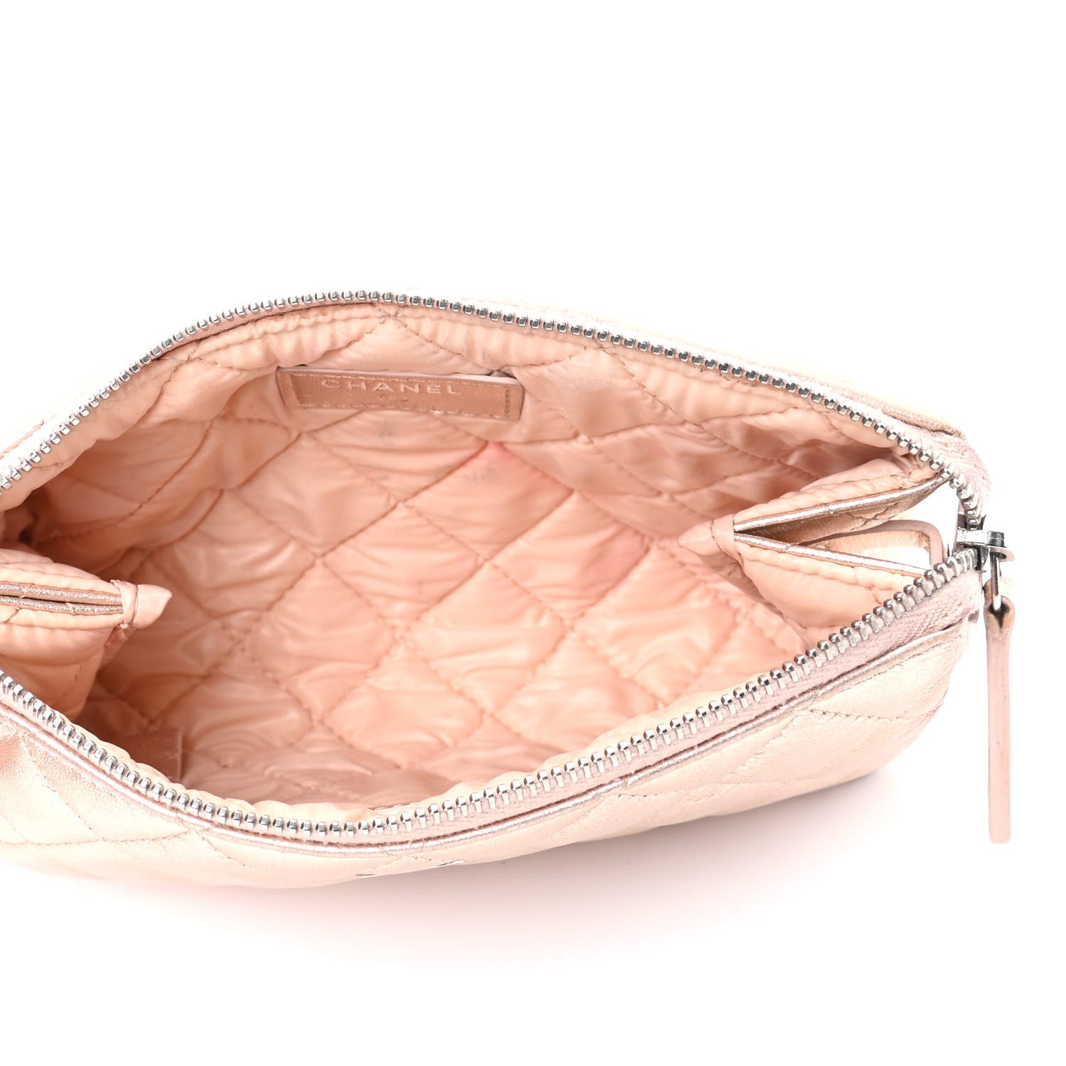 Chanel Metallic Lambskin Quilted Cosmetic Pouch Light Gold 5 of 11