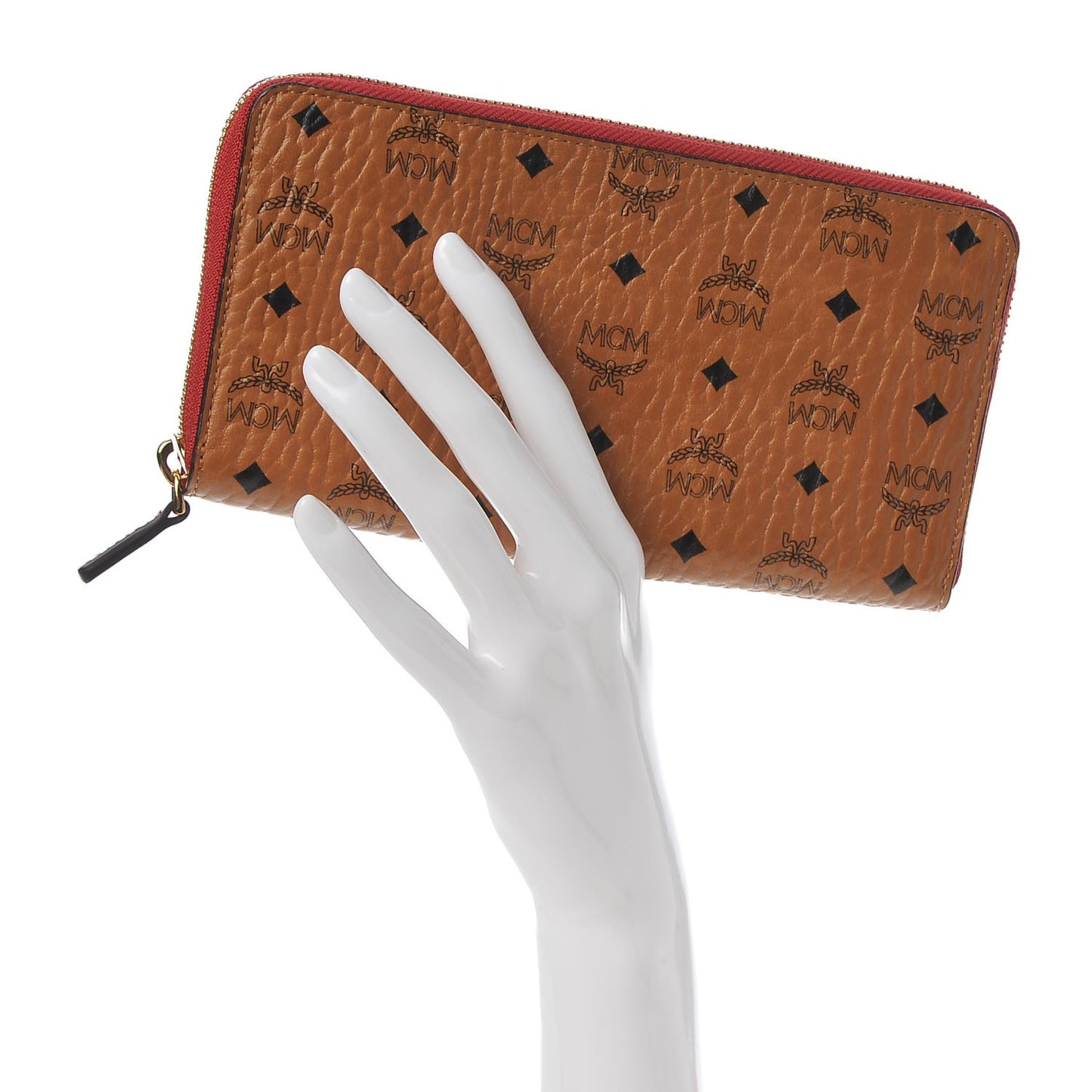 Visetos Large Zip Around Wallet Cognac Red