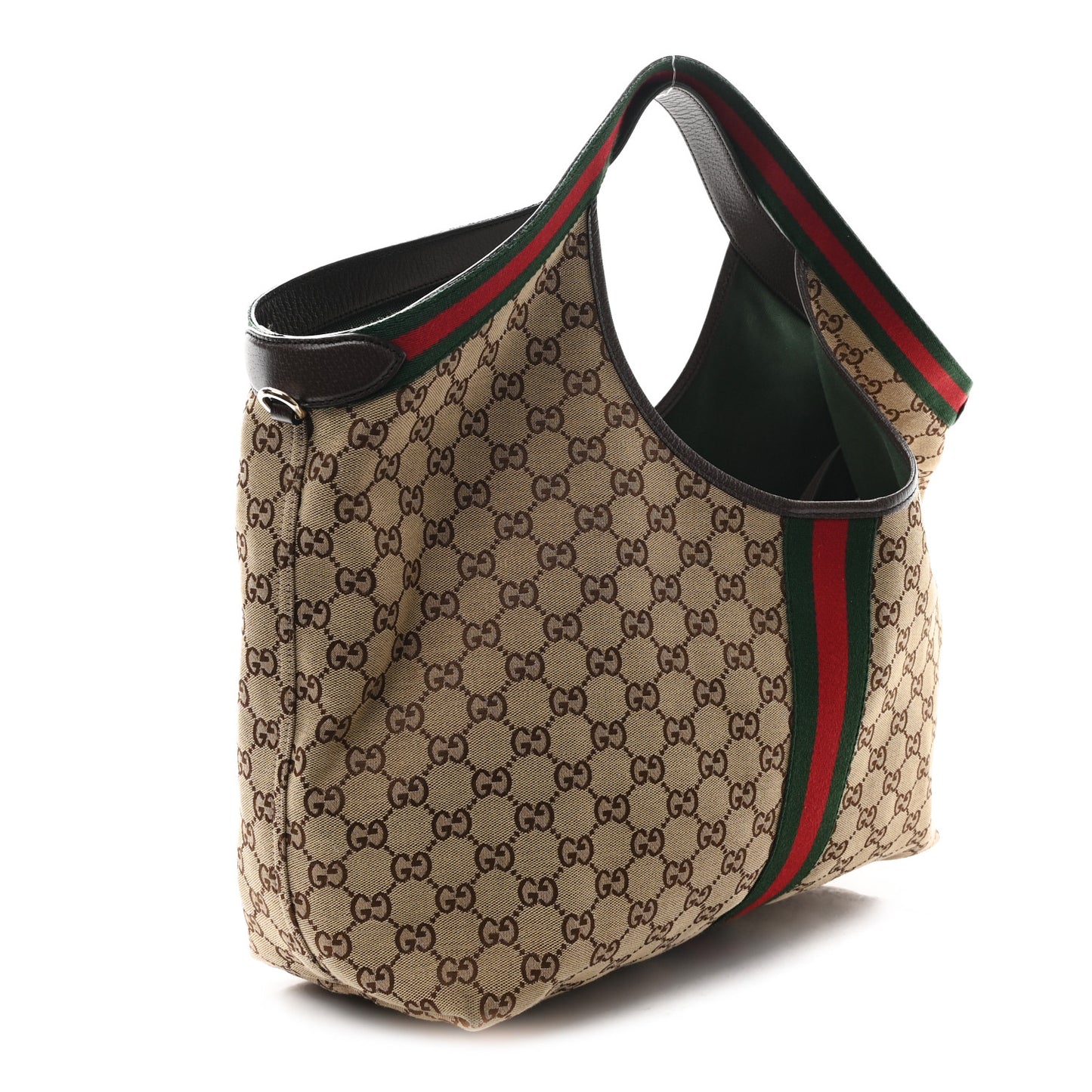 GG Monogram Web Large Giglio Tote Bag Beige Brown