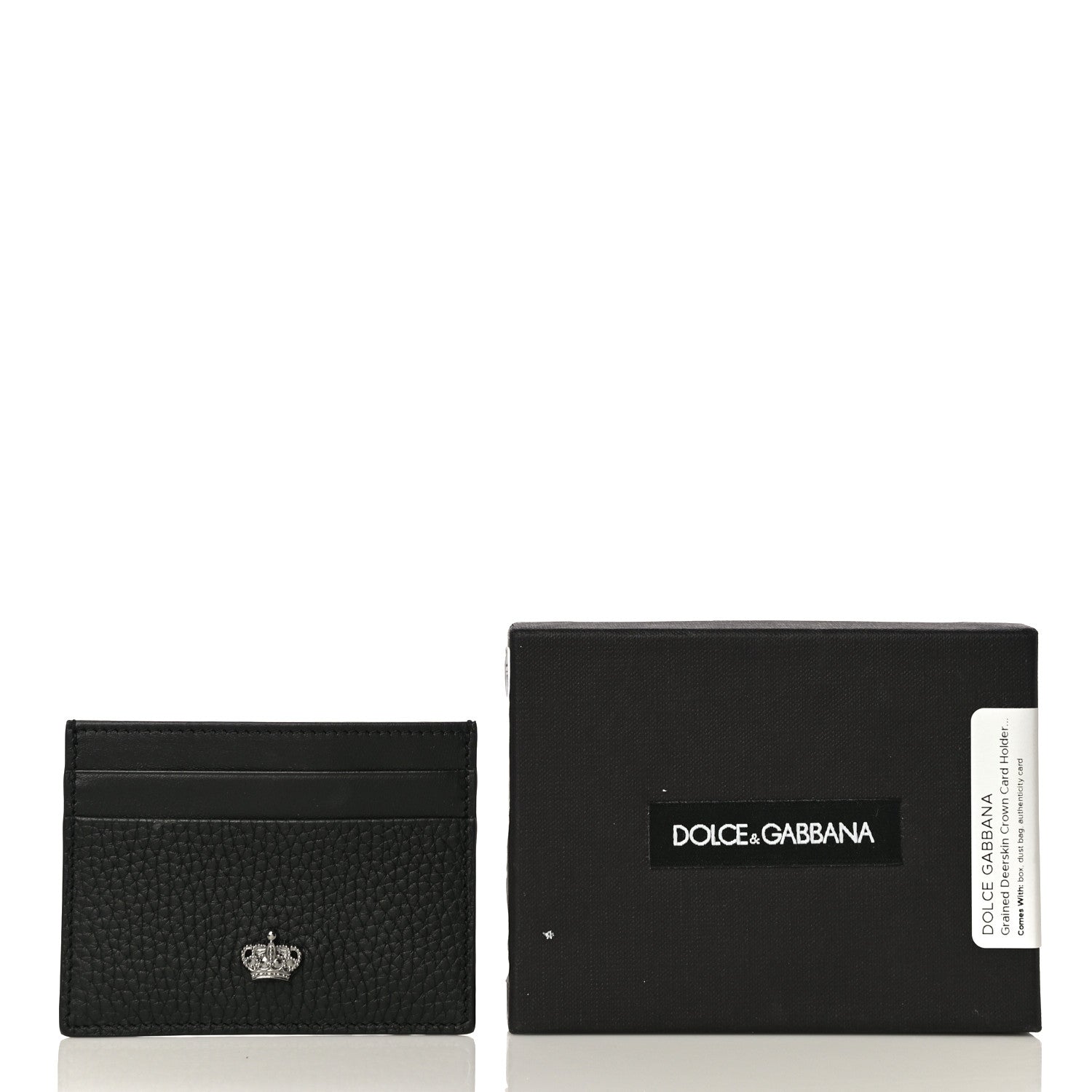 Dolce & Gabbana Grained Deerskin Crown Card Holder Black 11 of 11