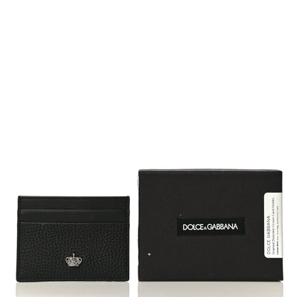 Dolce & Gabbana Grained Deerskin Crown Card Holder Black 11 of 11