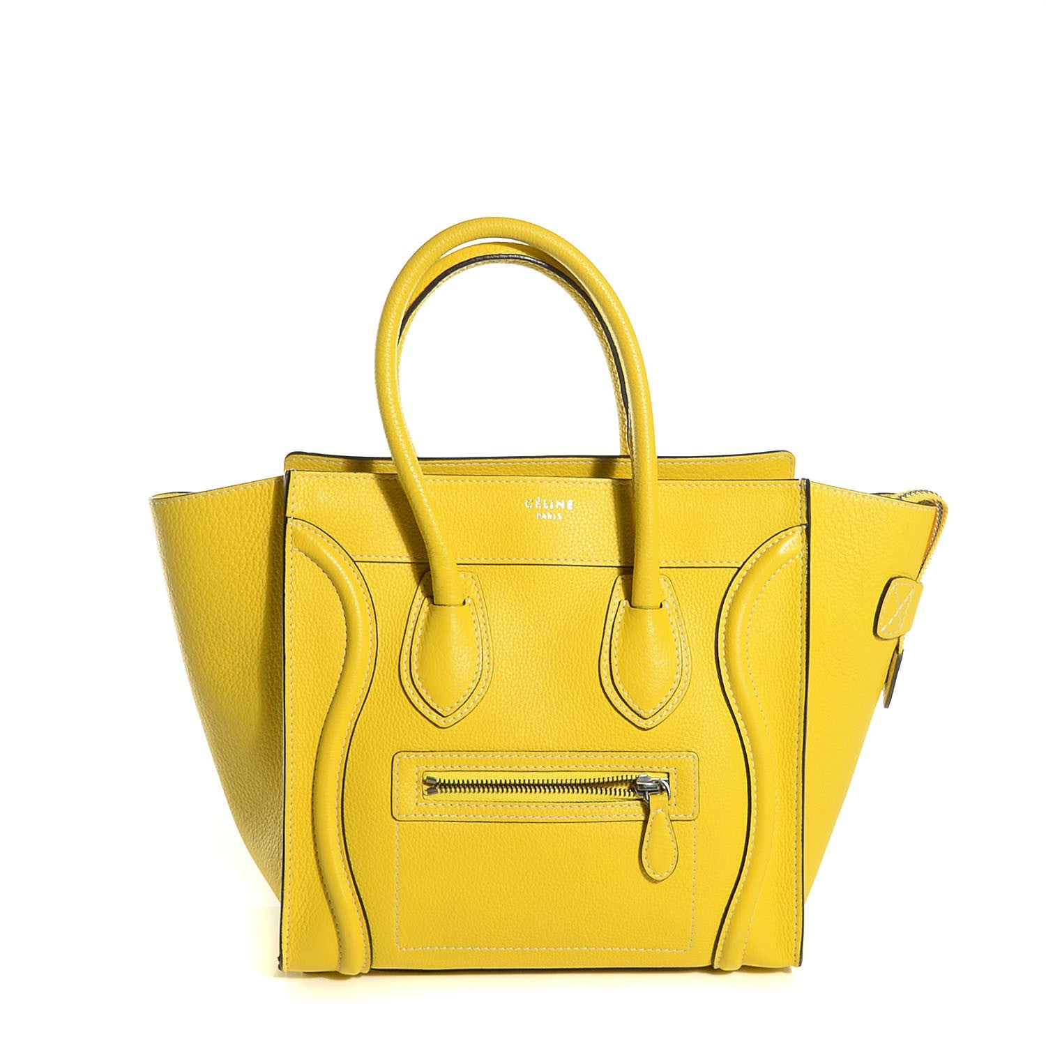 Celine Drummed Calfskin Micro Luggage Citron 1 of 8