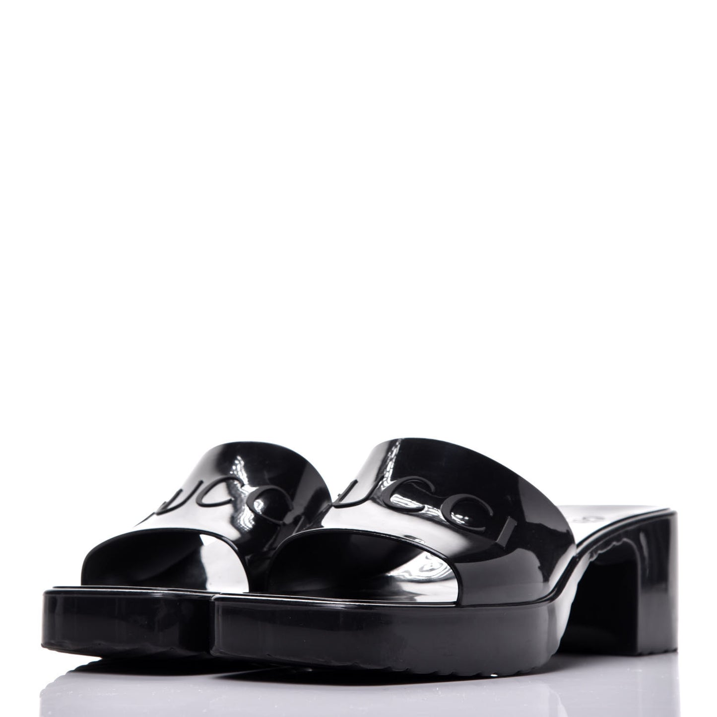 Rubber Gucci Logo Womens Platform 20/60mm Slide Sandals 37 Black