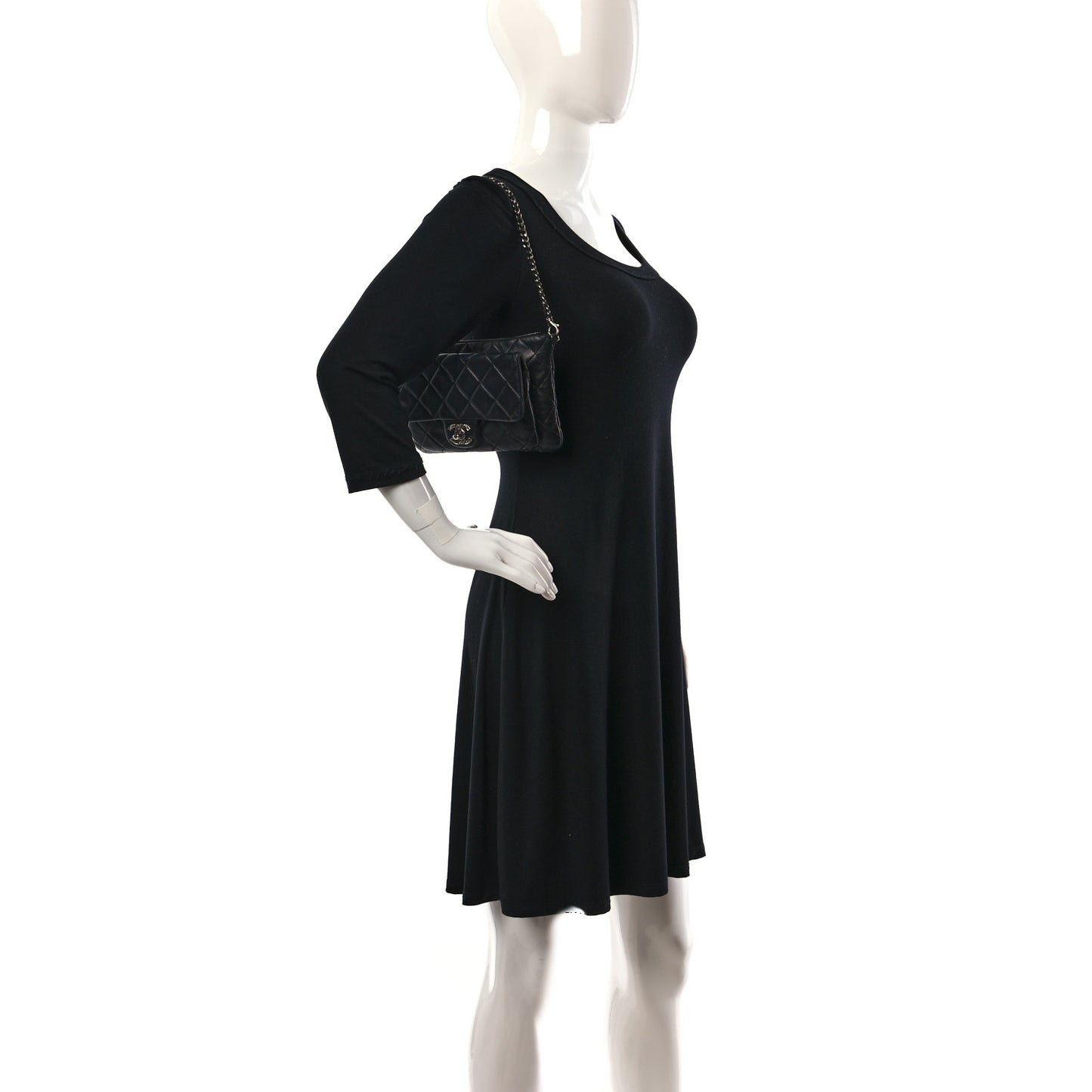 Lambskin Quilted Mineral Nights Flap Wristlet Black