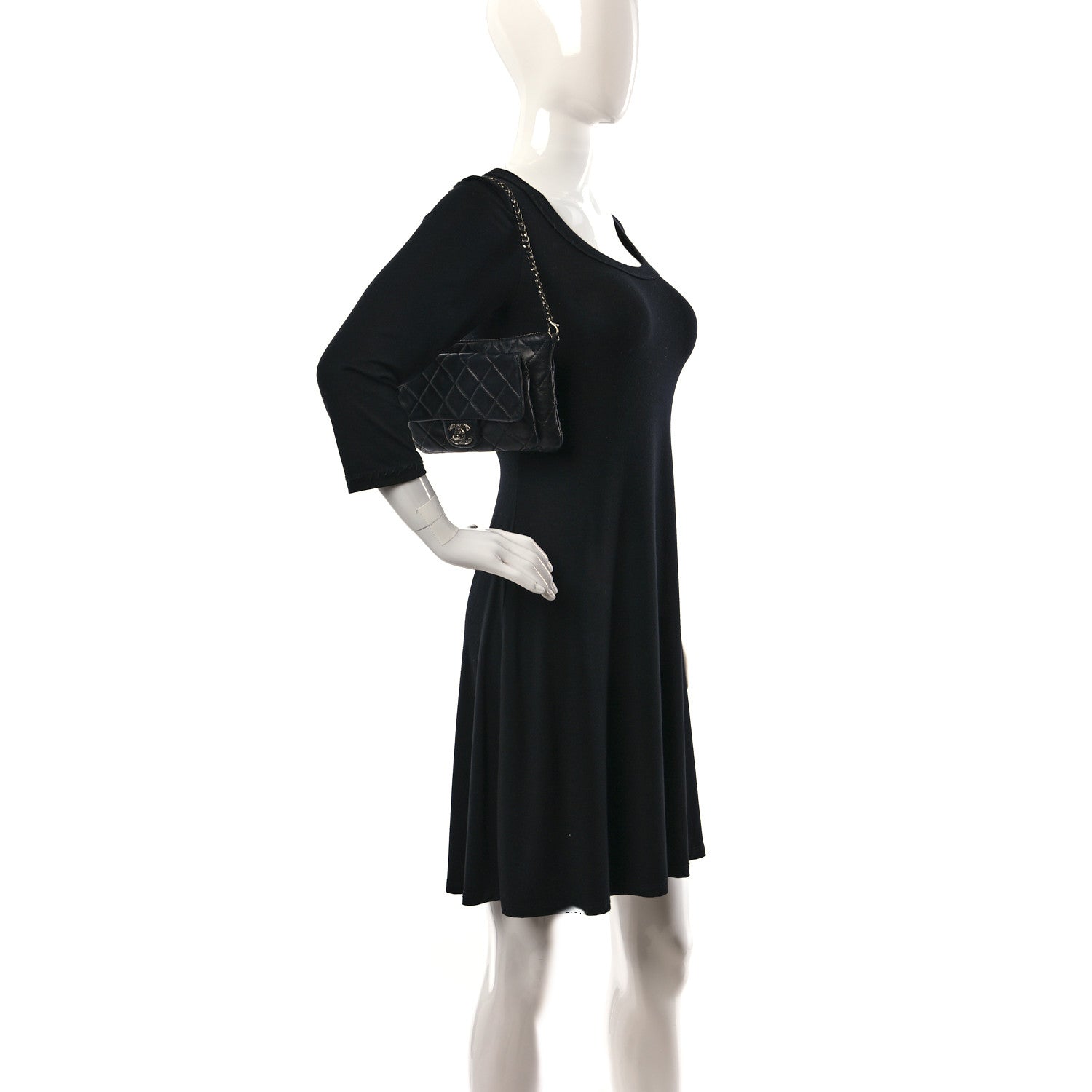 Chanel Lambskin Quilted Mineral Nights Flap Wristlet Black 2 of 10