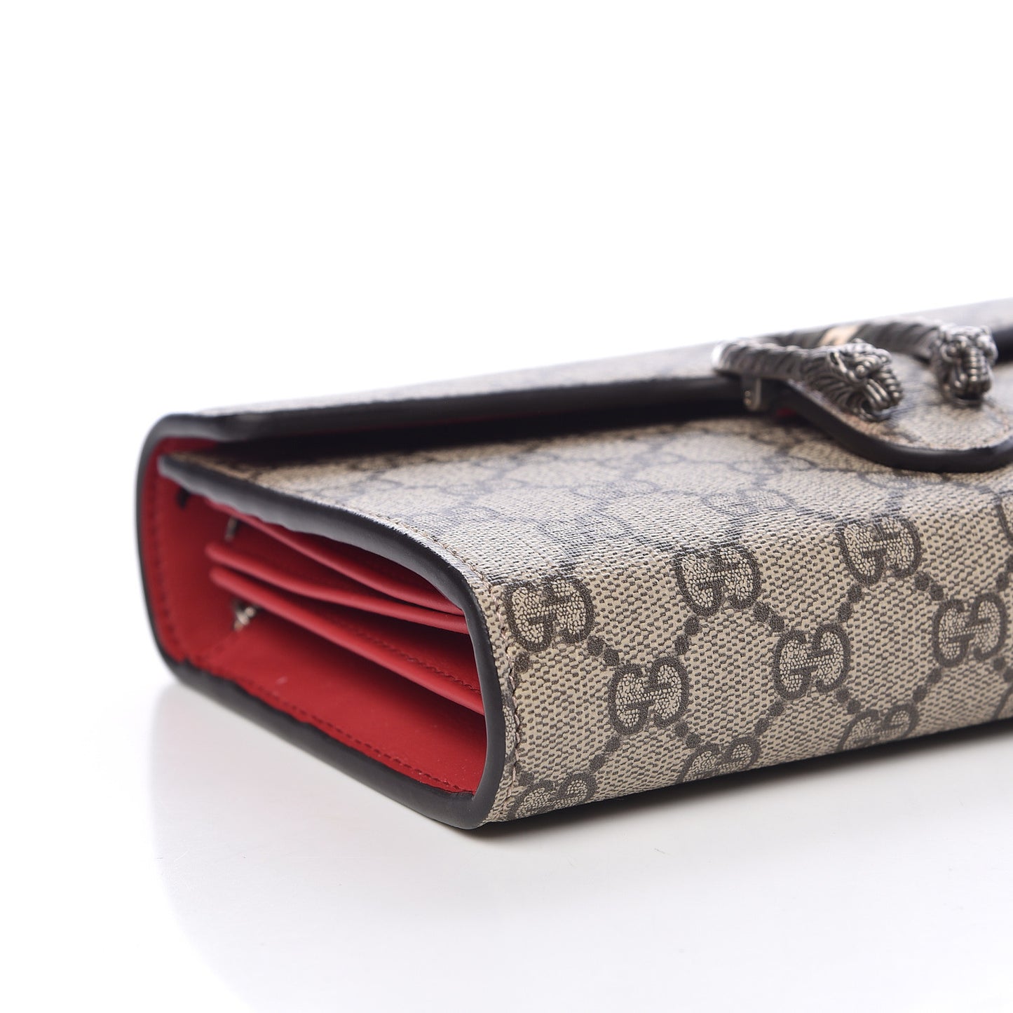 GG Supreme Monogram Mini Dionysus Chain Wallet Beige Vulcanic Red