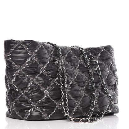 Chanel Nylon Quilted Tweed Stitch Bubble Tote Black 3 of 10