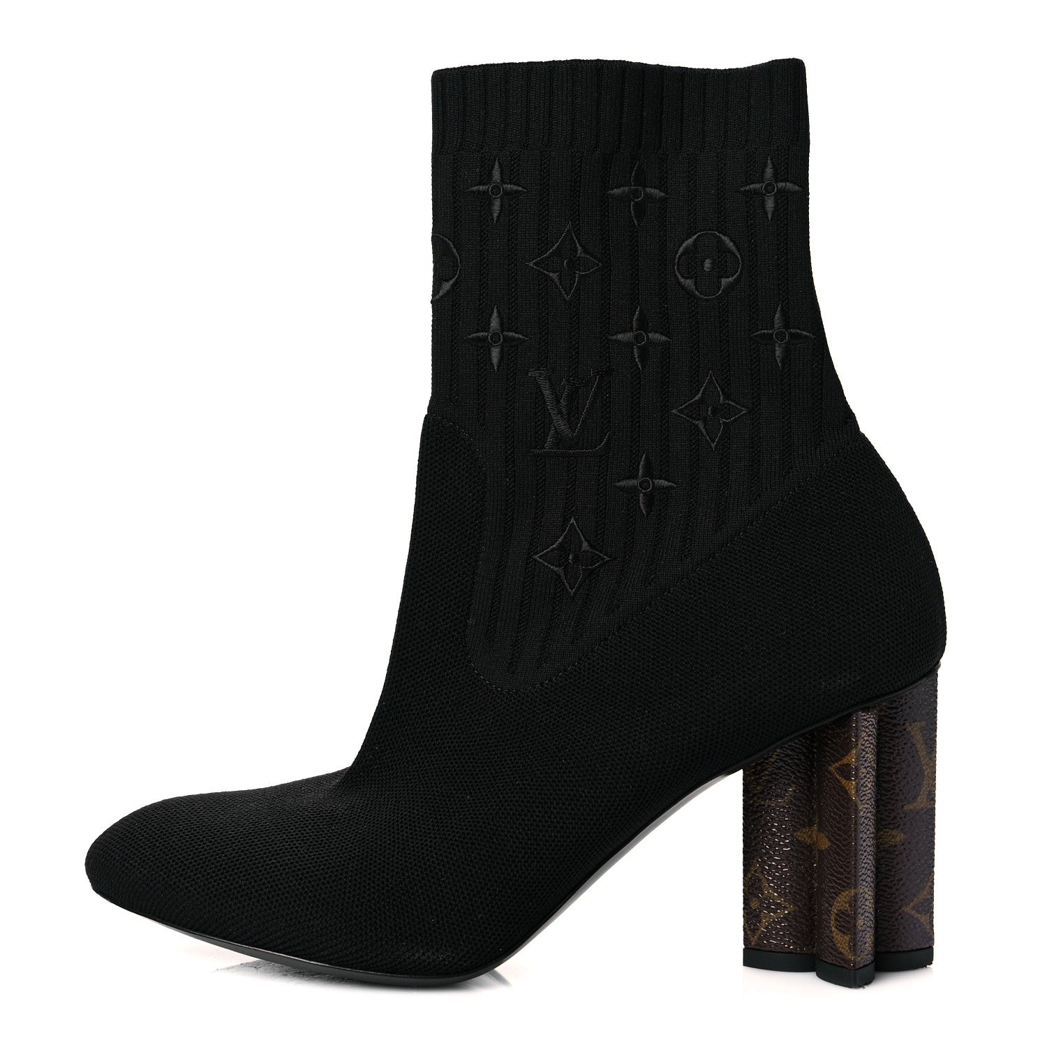 Louis Vuitton Monogram Stretch Fabric Silhouette Ankle Boots 39 Black 1 of 10
