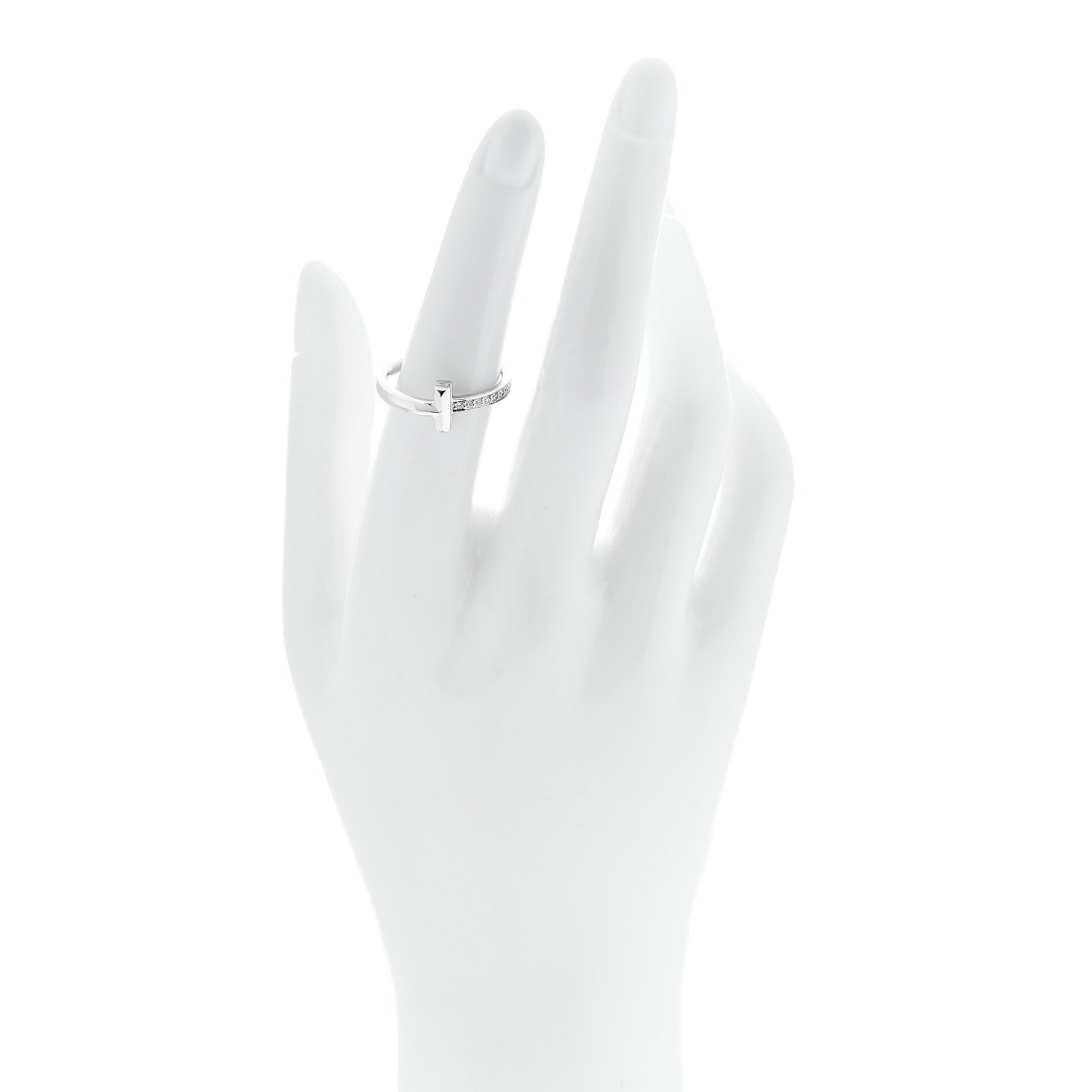 Tiffany 18K White Gold Diamond 2.5mm T T1 Ring 56 7.5 2 of 5