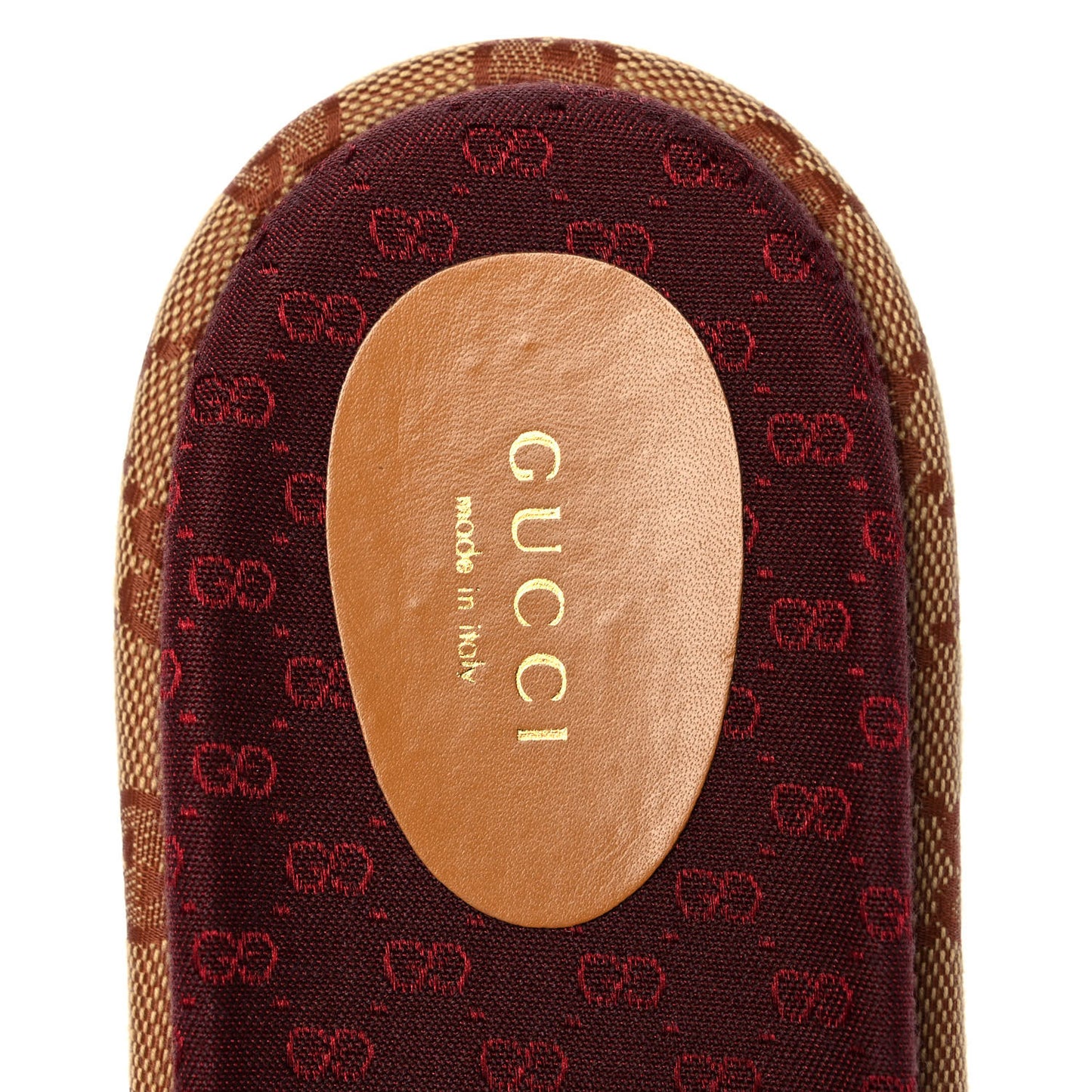 Canvas GG Monogram Angelina Platform Slide Sandals 39.5 Beige Ruggine
