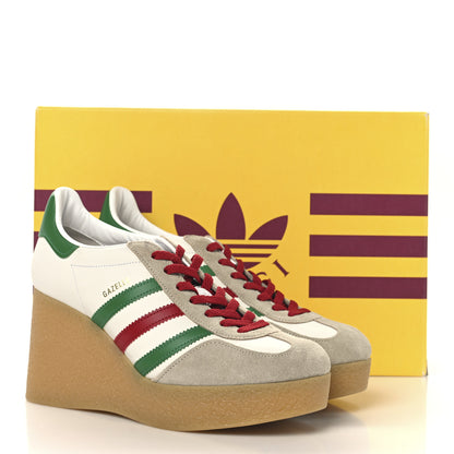 Gucci X ADIDAS Suede Madeira Gazelle Wedge Sneakers 40.5 Oatmeal White New Shamarock Hibiscus Red 10 of 10