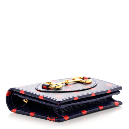 Gucci Shangai Calfskin Polka Dot Horsebit 1955 Card Case Wallet Blue Orange Sailor Blue 4 of 8