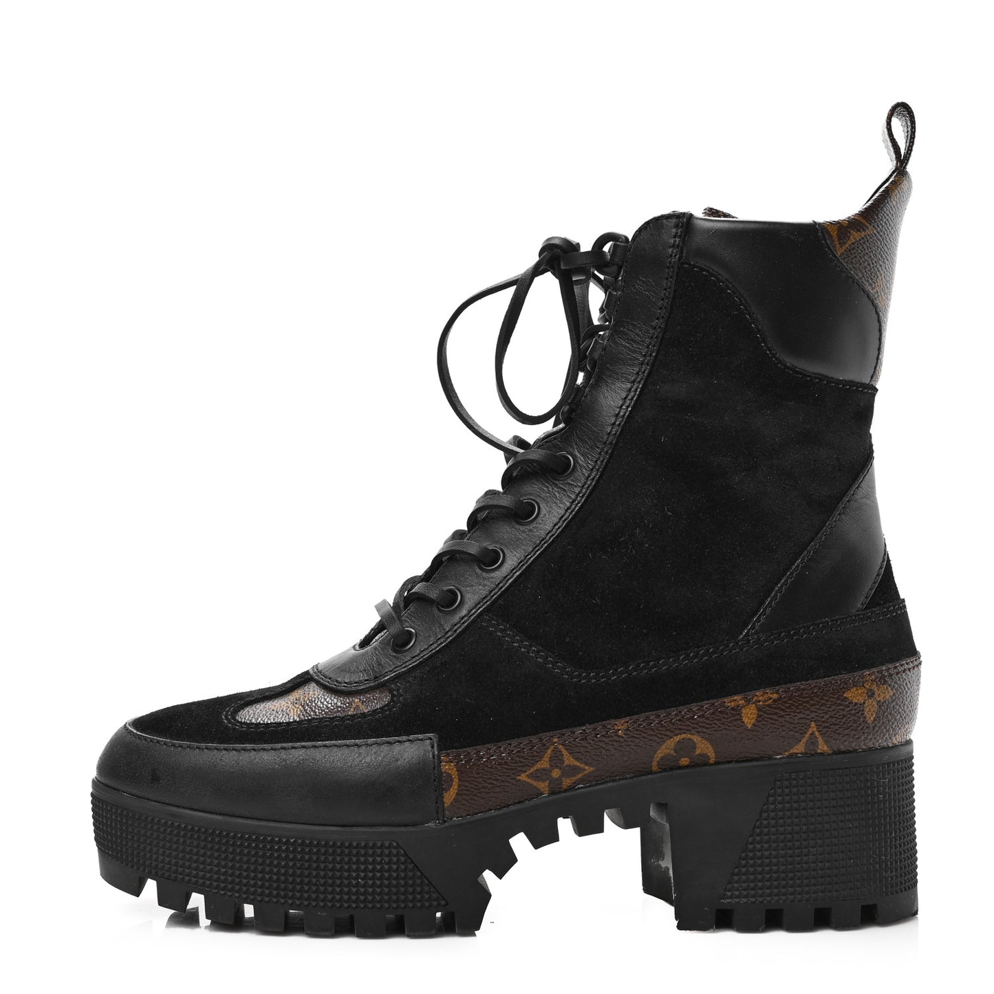 Suede Calfskin Monogram Laureate Platform Desert Boots 40 Black