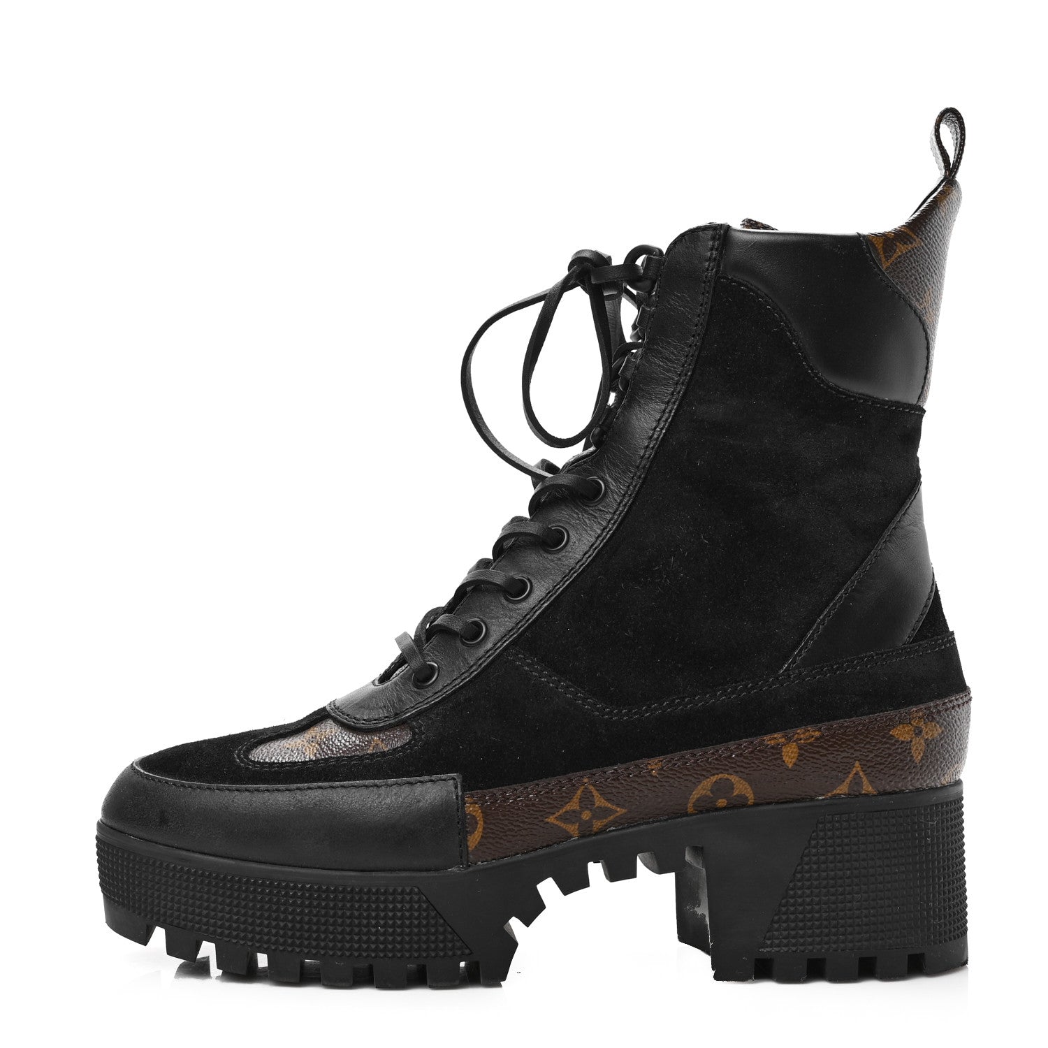 Louis Vuitton Suede Calfskin Monogram Laureate Platform Desert Boots 40 Black 1 of 6