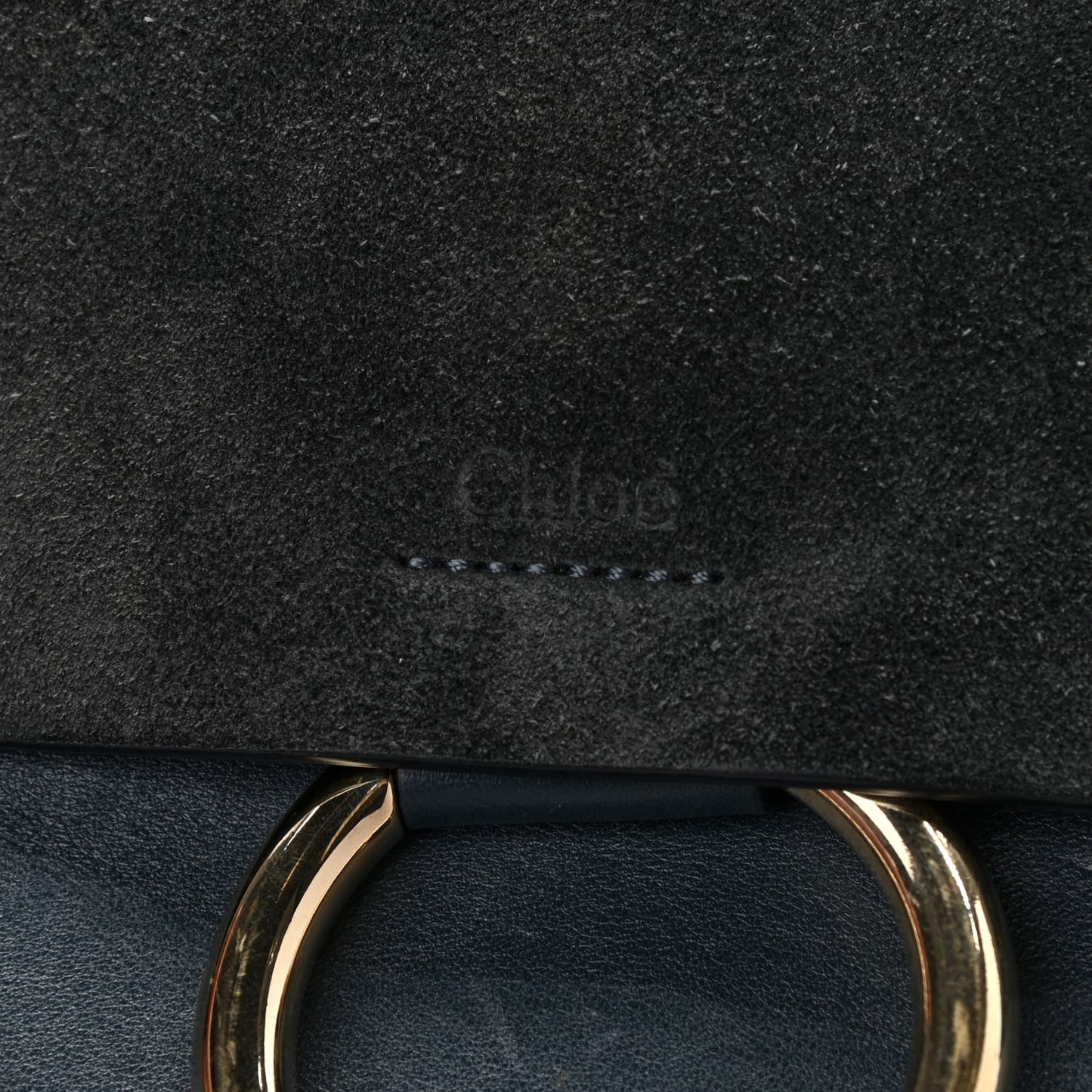 Suede Calfskin Small Faye Shoulder Bag Denim Blue