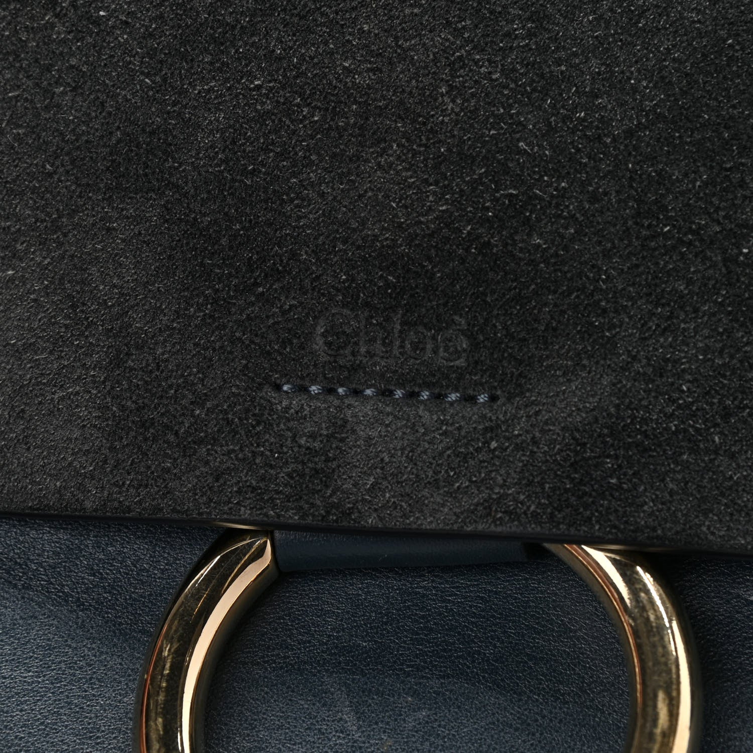 Chloe Suede Calfskin Small Faye Shoulder Bag Denim Blue 11 of 11