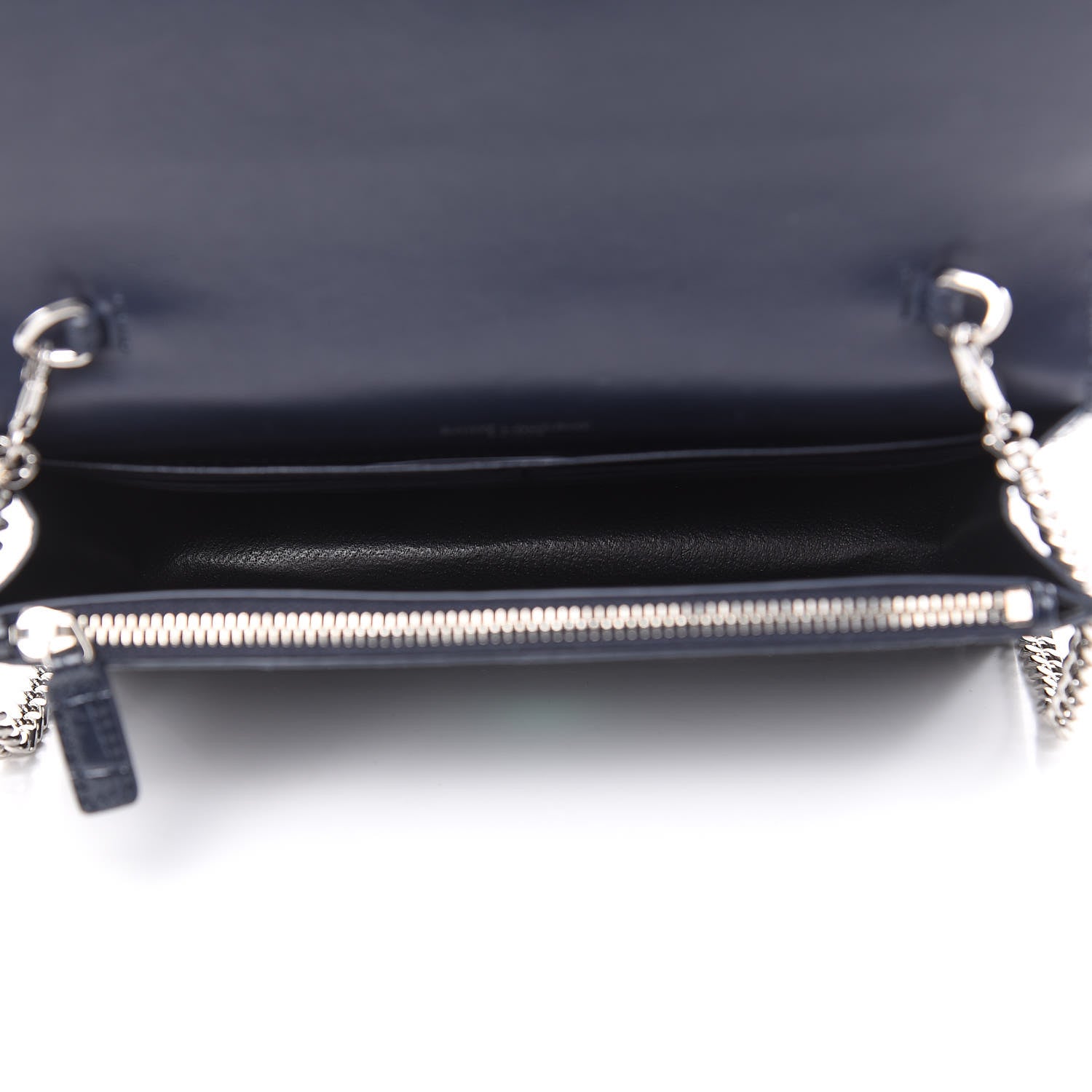 Mansur Gavriel Calfskin Crocodile Embossed Kate Monogram Tassel Chain Wallet Deep Marine 5 of 9