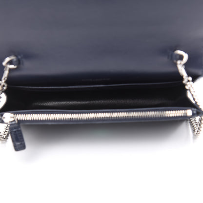 Mansur Gavriel Calfskin Crocodile Embossed Kate Monogram Tassel Chain Wallet Deep Marine 5 of 9