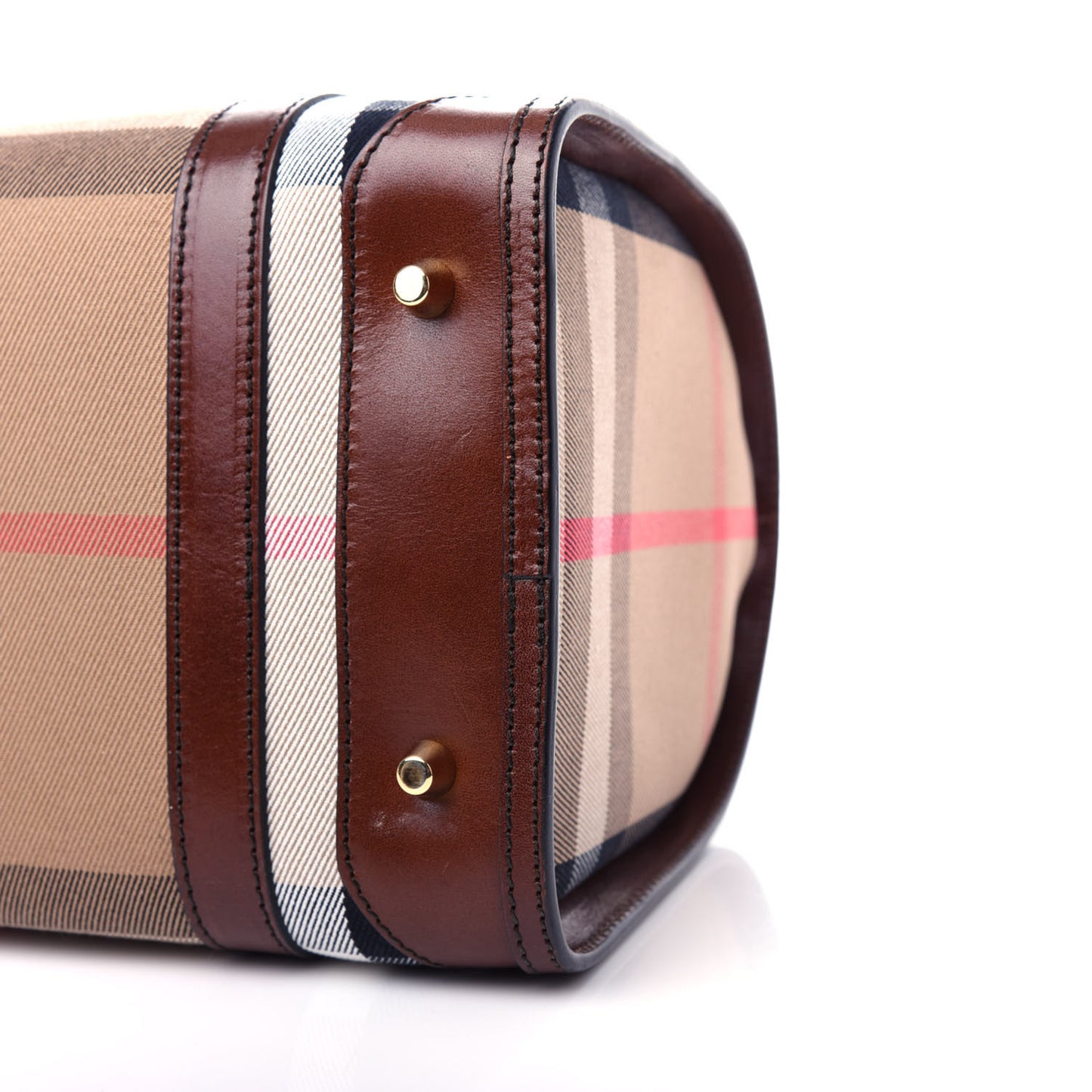 Bridle Calfskin House Check Medium Chester Bowling Bag Dark Tan