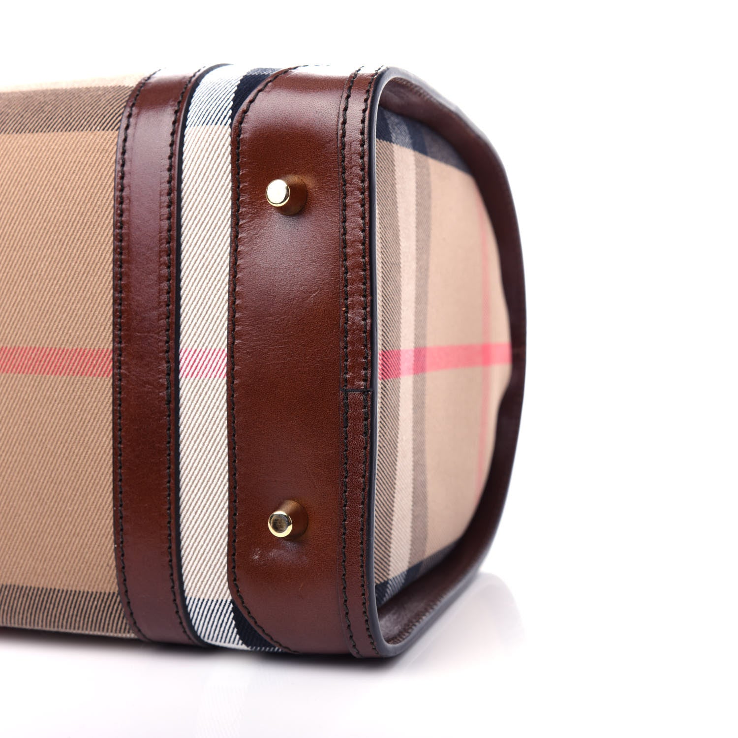 Burberry Bridle Calfskin House Check Medium Chester Bowling Bag Dark Tan 10 of 12