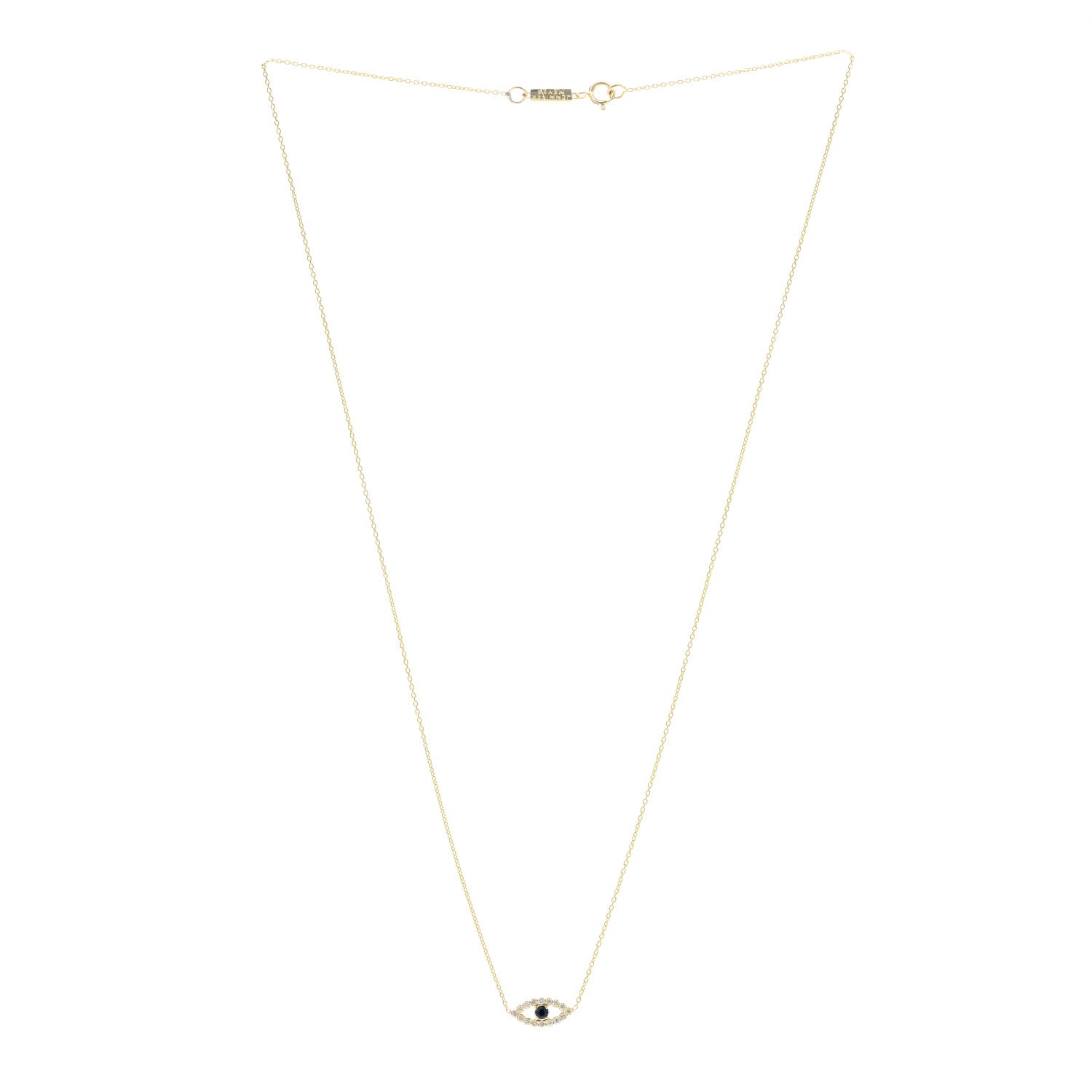 Jennifer Meyer 18K Yellow Gold Diamond Blue Sapphire Mini Open Evil Eye Necklace 3 of 6