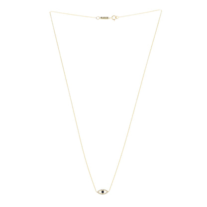 Jennifer Meyer 18K Yellow Gold Diamond Blue Sapphire Mini Open Evil Eye Necklace 3 of 6