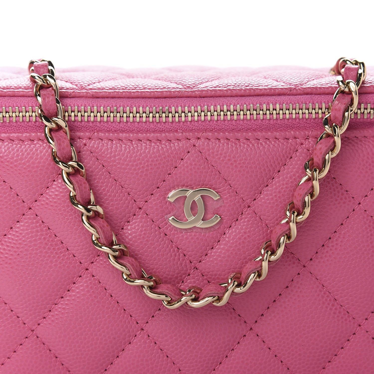 Chanel Caviar Quilted Small Vanity Case With Chain Pink 10 of 11
