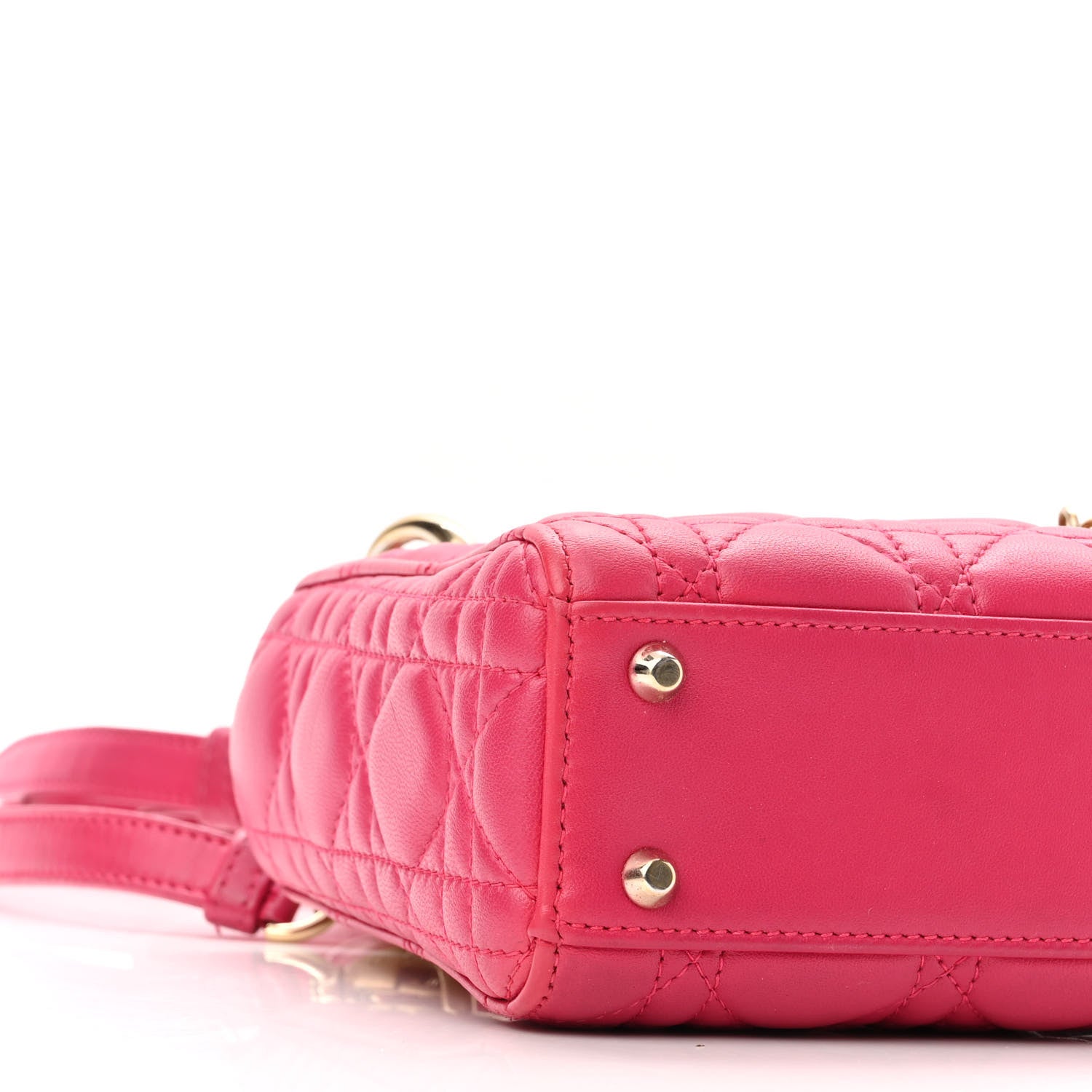Christian Dior Lambskin Cannage Mini Lady Dior Fuchsia 7 of 13