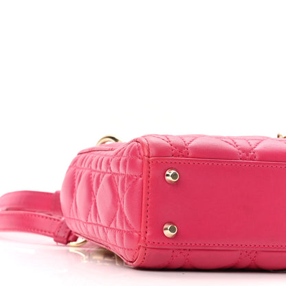 Christian Dior Lambskin Cannage Mini Lady Dior Fuchsia 7 of 13