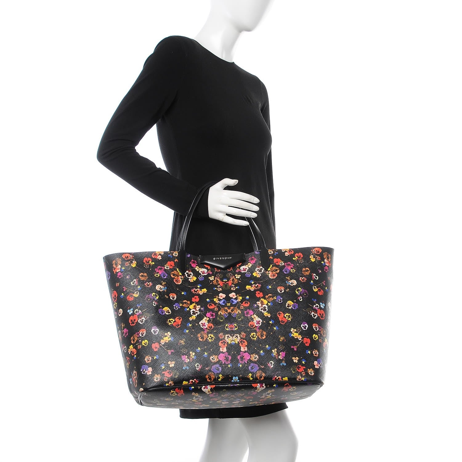 Givenchy Coated Canvas Pansy Print Large Antigona Tote Black 2 of 7